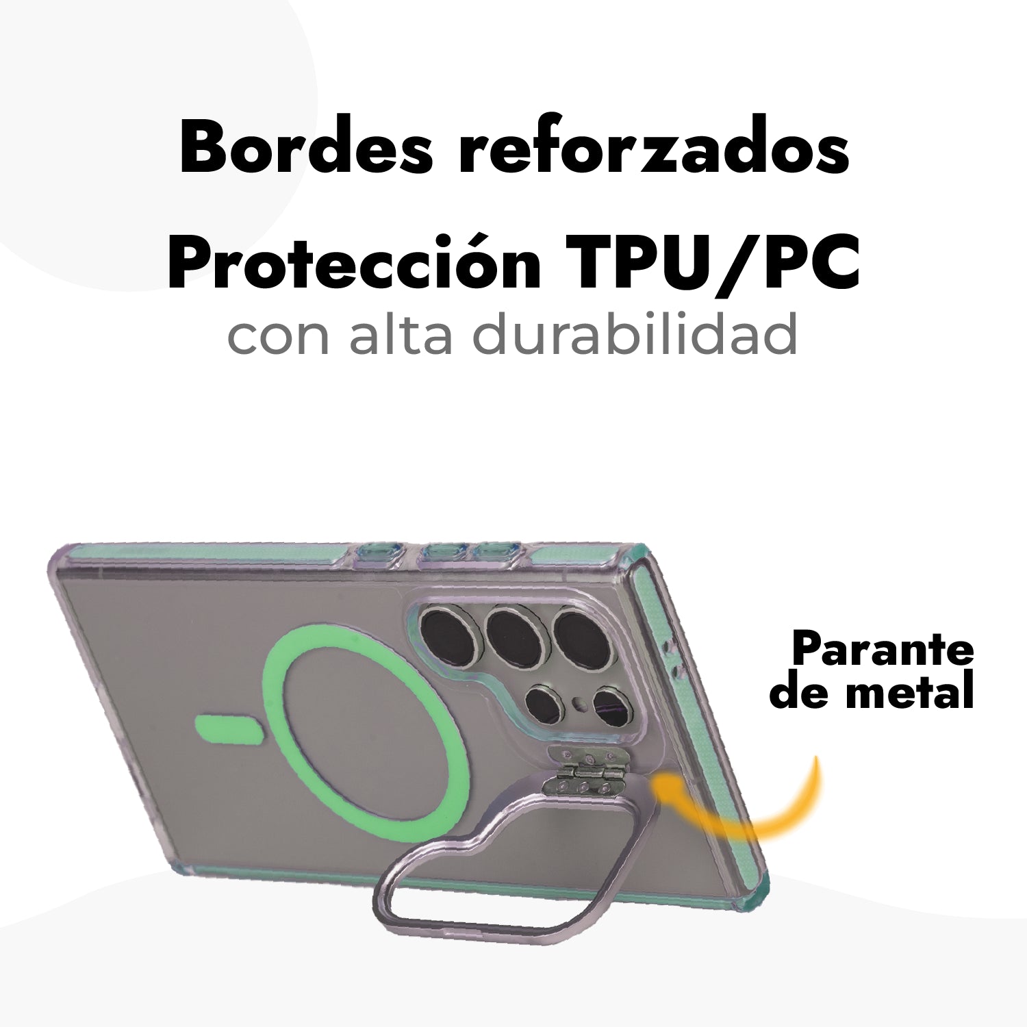 Tripack Case Stand + Vidrio Templado 9H + Protector de cámaras - Galaxy S24 Ultra