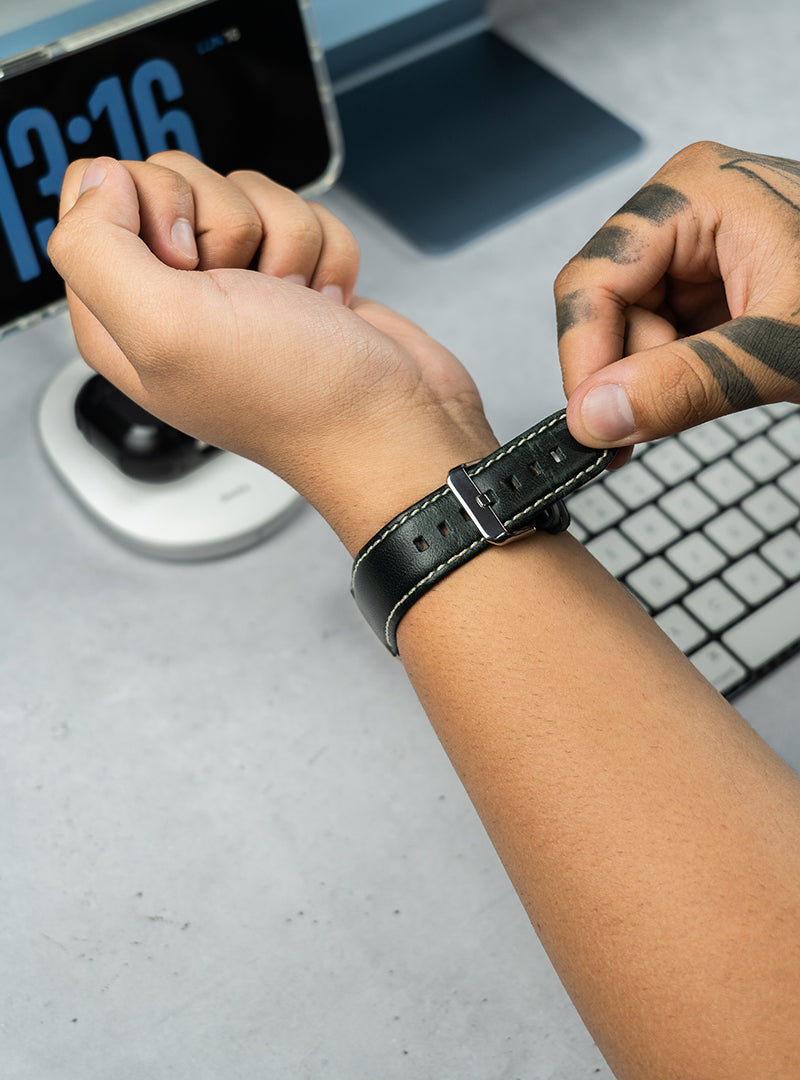 Correa De Cuero Genuino para Apple Watch - Verde Natural