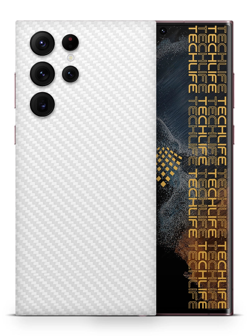 Skin Premium Fibra De Carbono Blanco Samsung Galaxy S22 Ultra