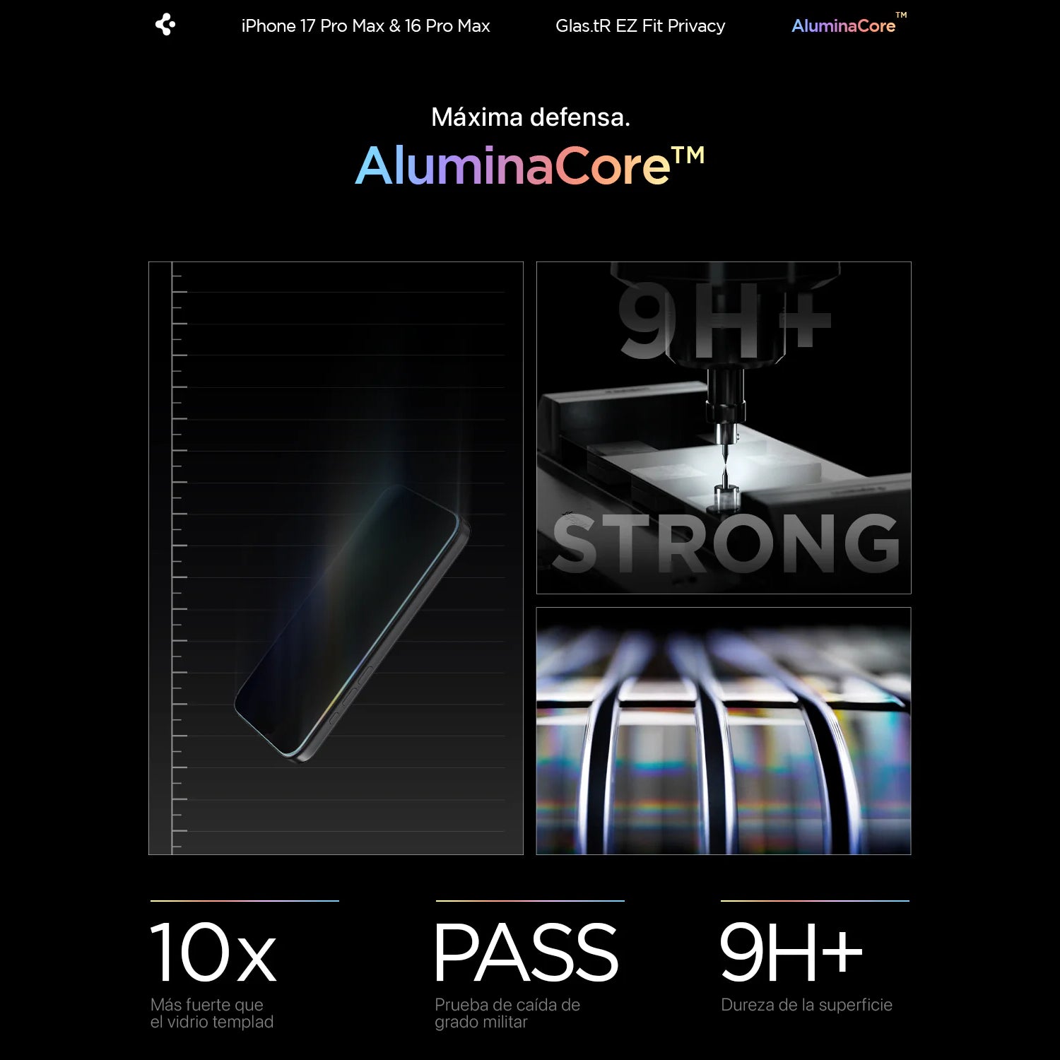 Protector de Pantalla Spigen EZ FIT GLAS.tR Privacy iPhone 17 Pro / 17 / 16 Pro (1 UND)