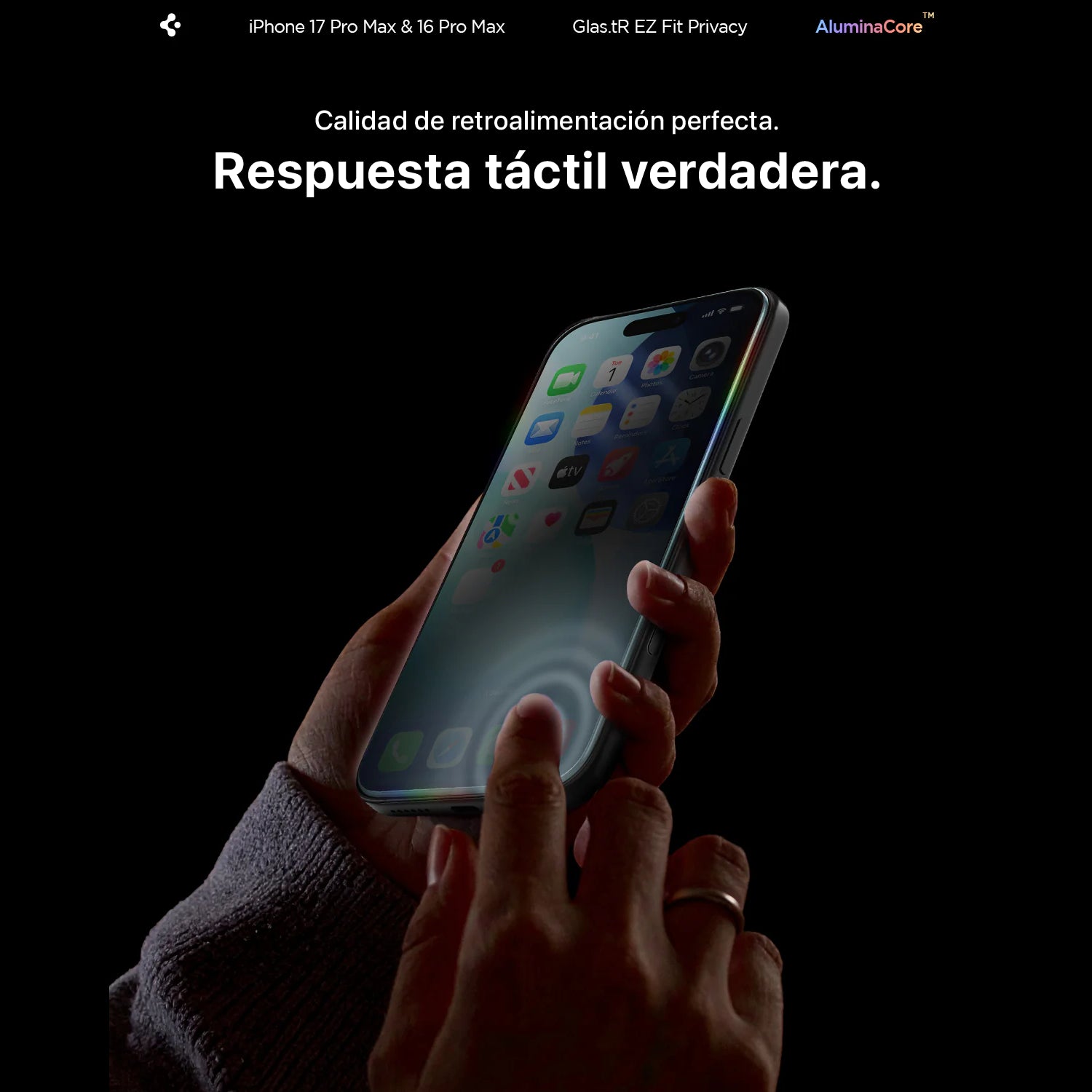 Protector de Pantalla Spigen EZ FIT GLAS.tR Privacy iPhone 17 Pro / 17 / 16 Pro (1 UND)