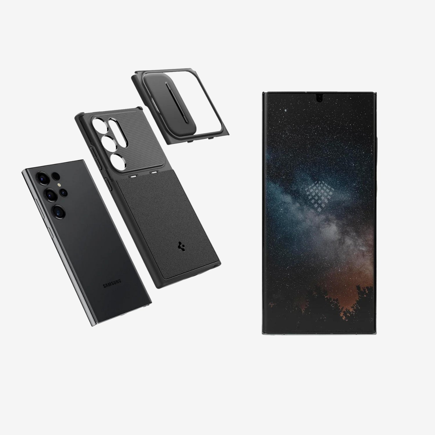 Case Spigen Optik + Mica Antiespía + Antihuellas