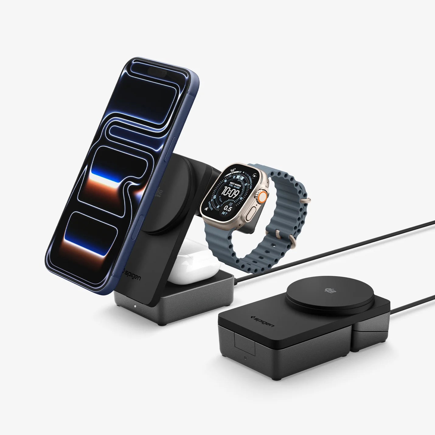 Cargador Stand Essential / Qi2.2 - Spigen 3 en 1 - 25W