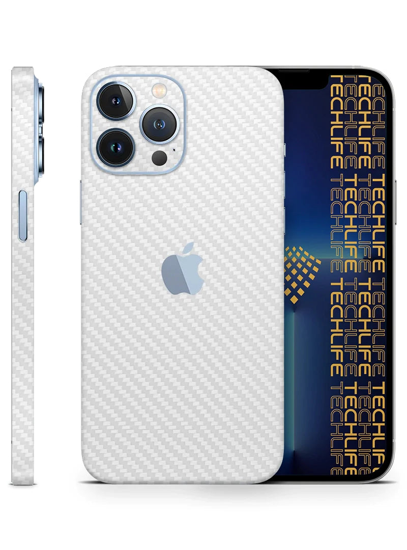 Skin Premium Fibra De Carbono Blanco iPhone 12 Pro Max