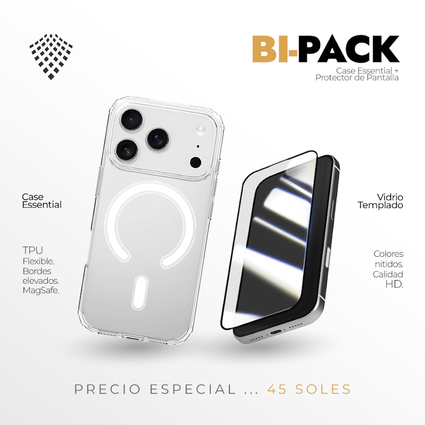 Bipack Case Essential 2.0 (Mag) + Vidrio Templado 17 Pro Max