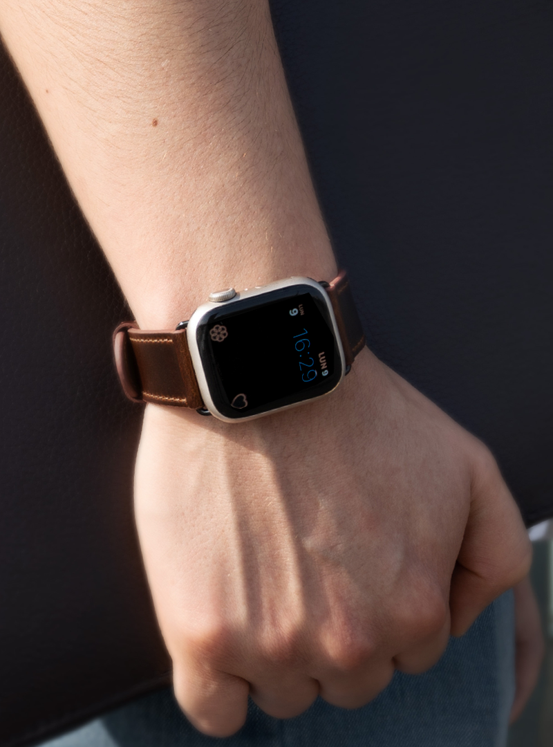 Correa De Cuero Genuino para Apple Watch - Marrón Caramelo