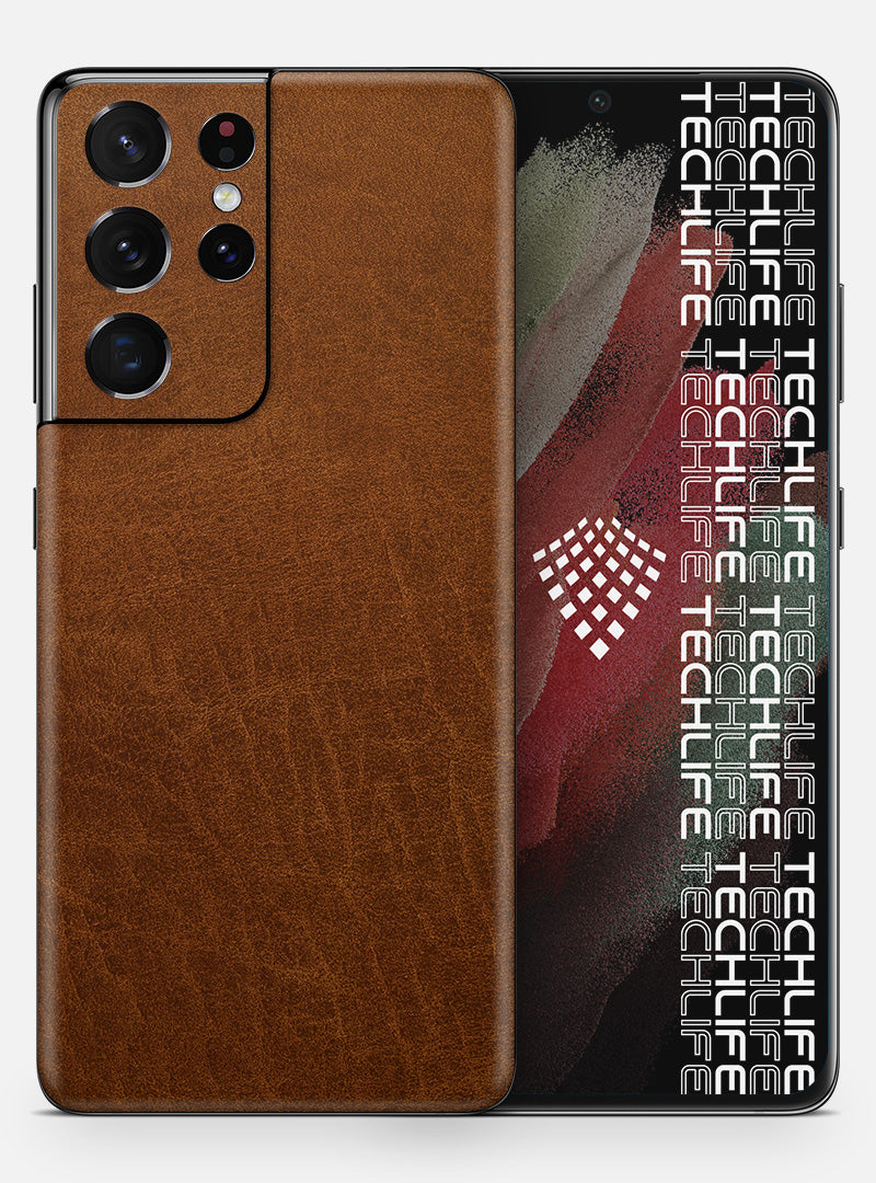 Skin Leather Classic Brown para Galaxy S21 Ultra