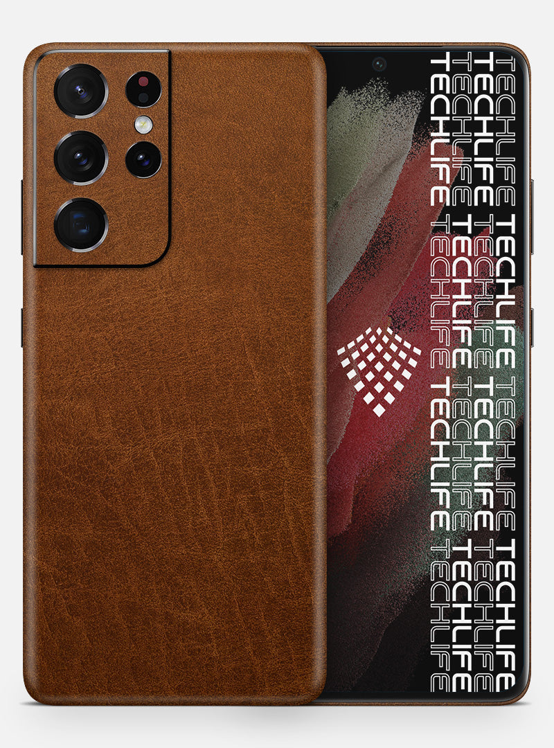 Skin Leather Classic Brown para Galaxy S21 Ultra