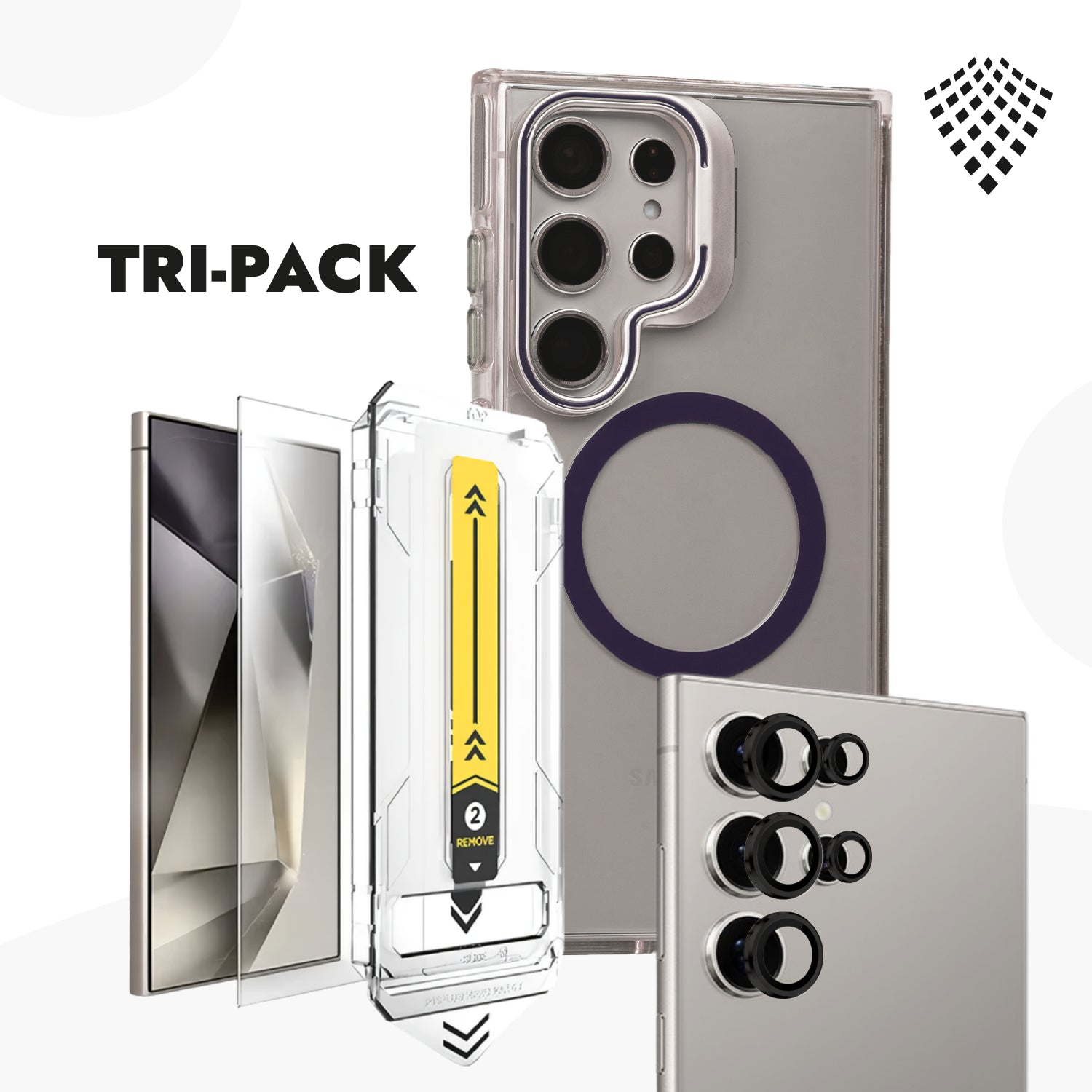 Case Stand + Vidrio Templado 9H + Protector de cámaras - Galaxy S24 Ultra