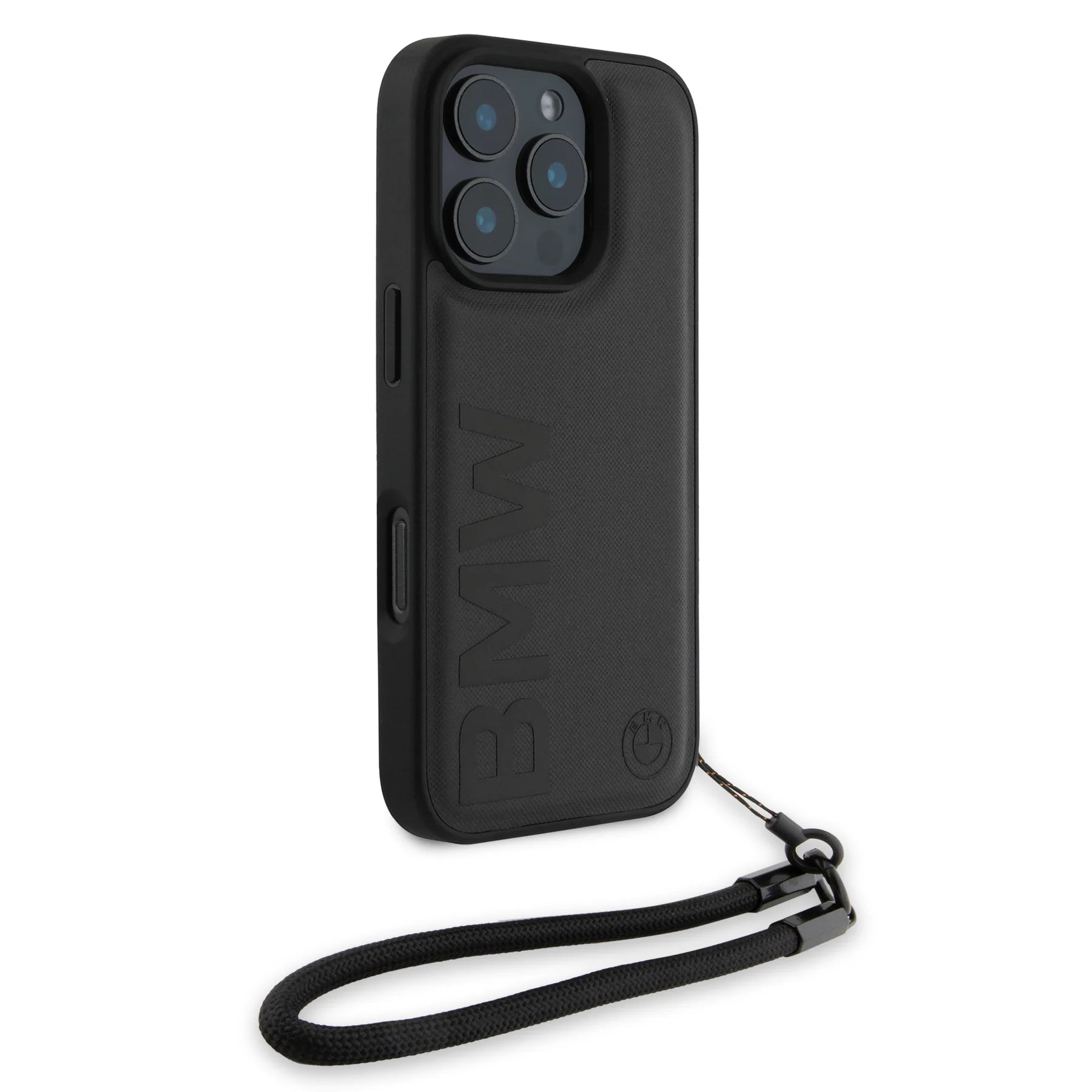 Case BMW Cuero Real Texturizado Real con Strap iPhone 16 Pro Max | Signature Collection