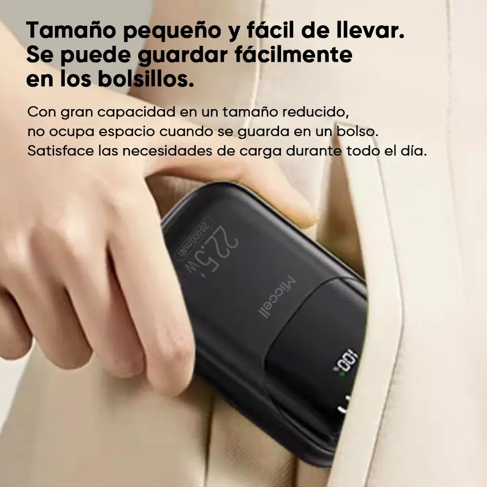 Power Bank Portátil 20000mah Mini Con Cables Integrado