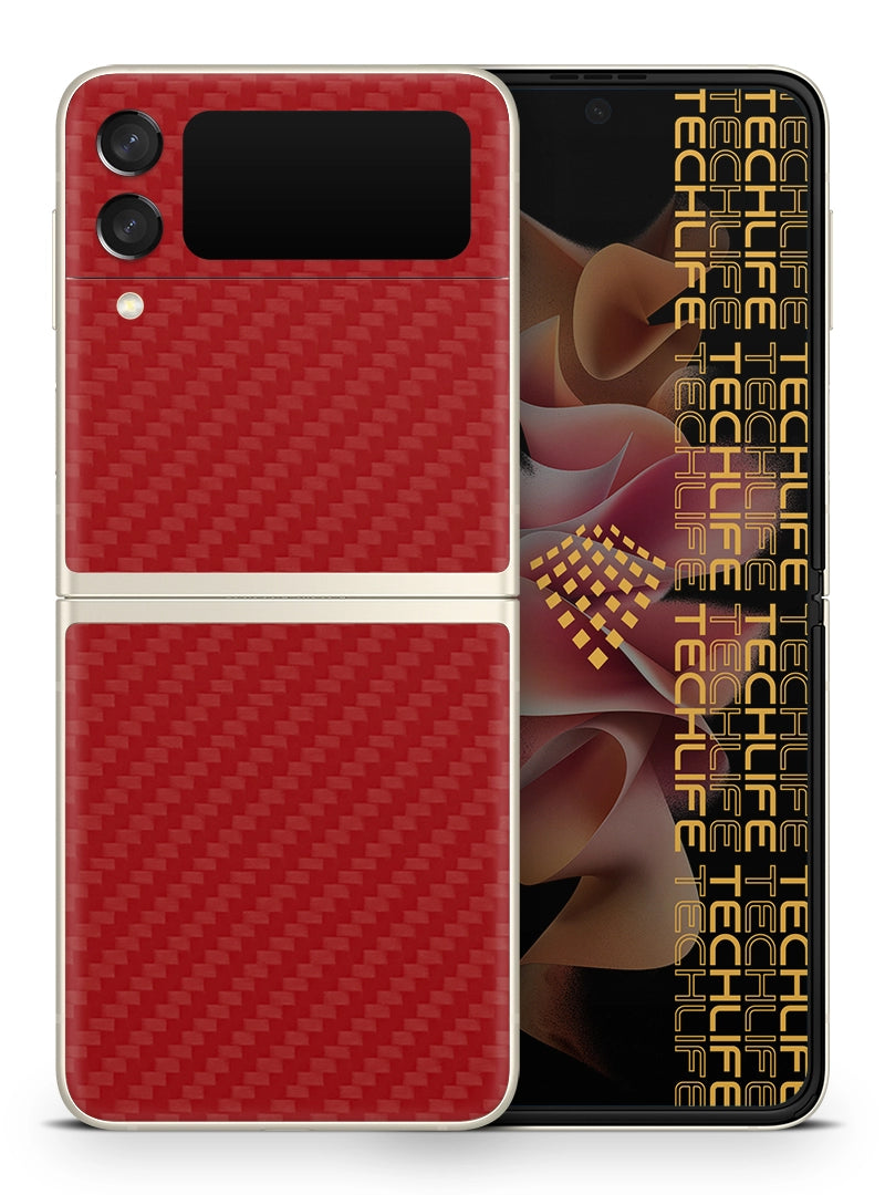 Skin Premium Fibra De Carbono Rojo Samsung Galaxy Z Flip 3