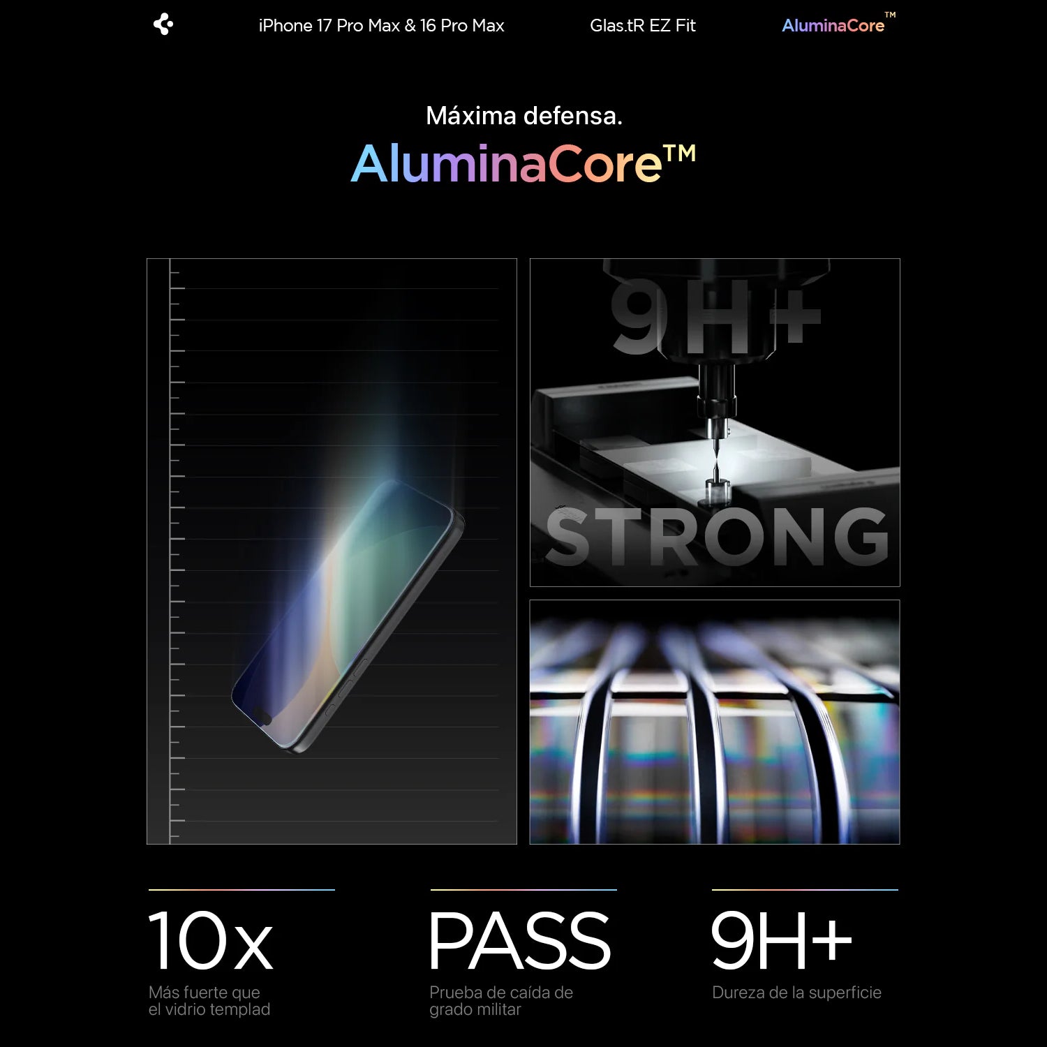 Protector de Pantalla Spigen EZ FIT GLAS.tR S.P. iPhone 17 Pro / 17 / 16 Pro (2 UND)