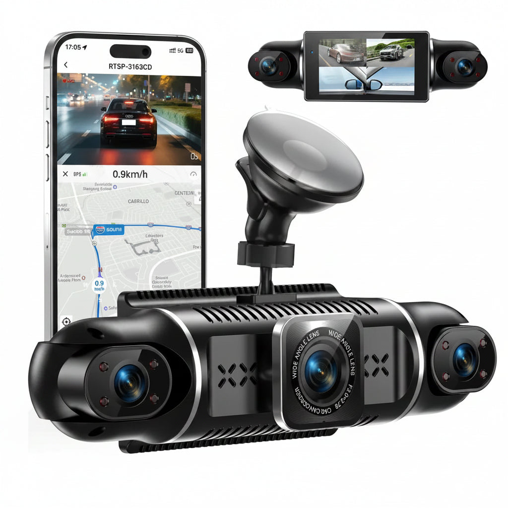Camara para Auto DashCam 4 Cámaras WIFI 4K 360º + App