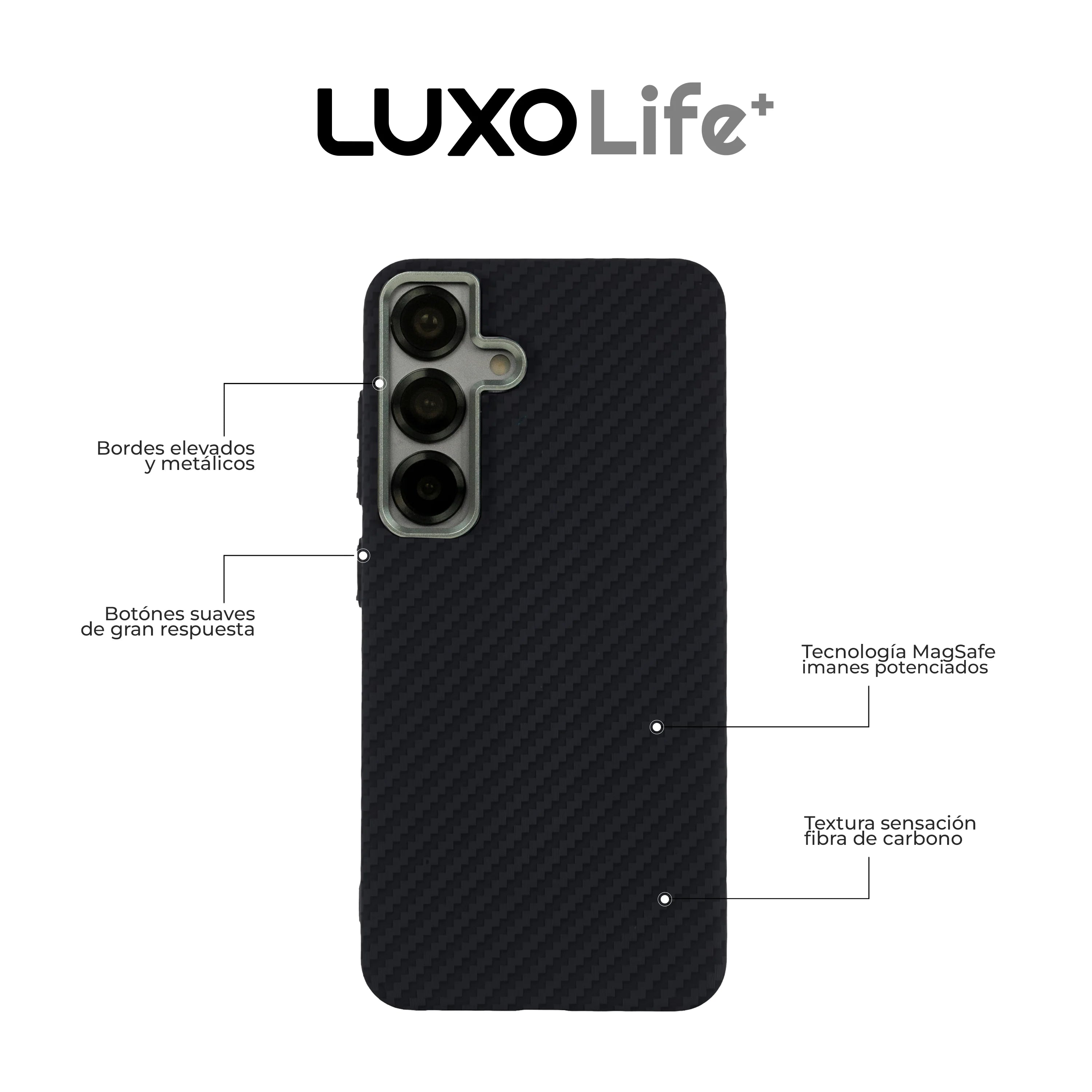 Case Ultra Delgado con Diseño Fibra de Carbono - Galaxy S25 Plus (Negro)