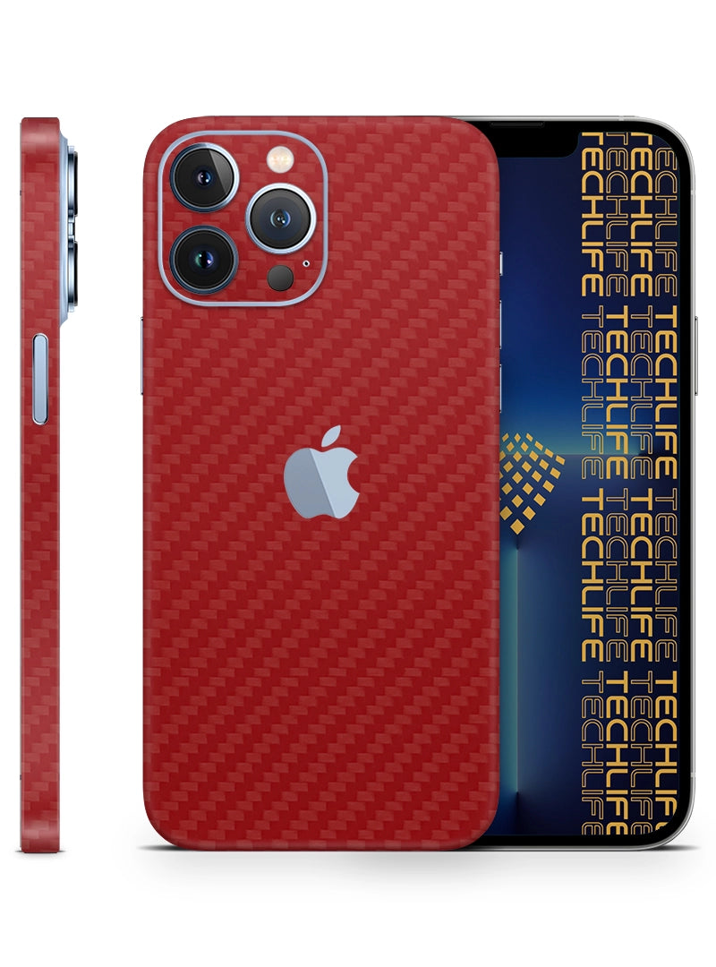 Skin Premium Fibra De Carbono Rojo iPhone 13 Pro Max