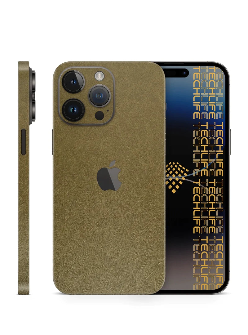 Skin Premium Fibra Mostaza Antiguo iPhone 15 Pro