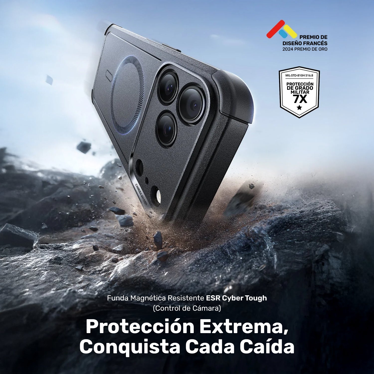 Case  ESR Cyber Tough Magnetic iPhone 17 Pro Max (Camera Control) - Negro