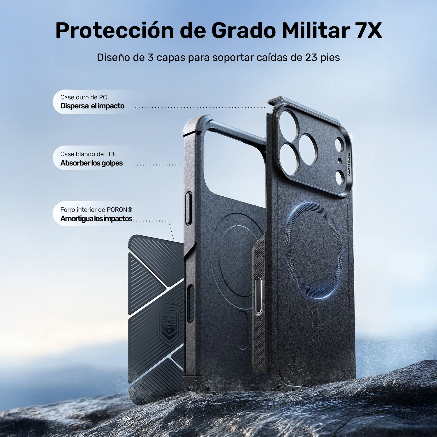 Case  ESR Cyber Tough Magnetic iPhone 17 Pro Max (Camera Control) - Negro