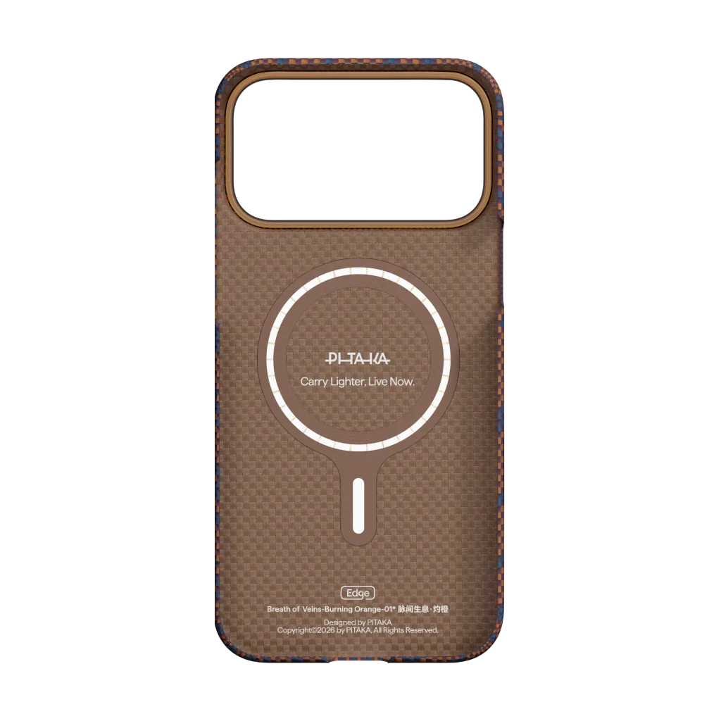 Case Pitaka Aramid Edge para iPhone 17 Pro Max - Burning Orange (PitaTap™)