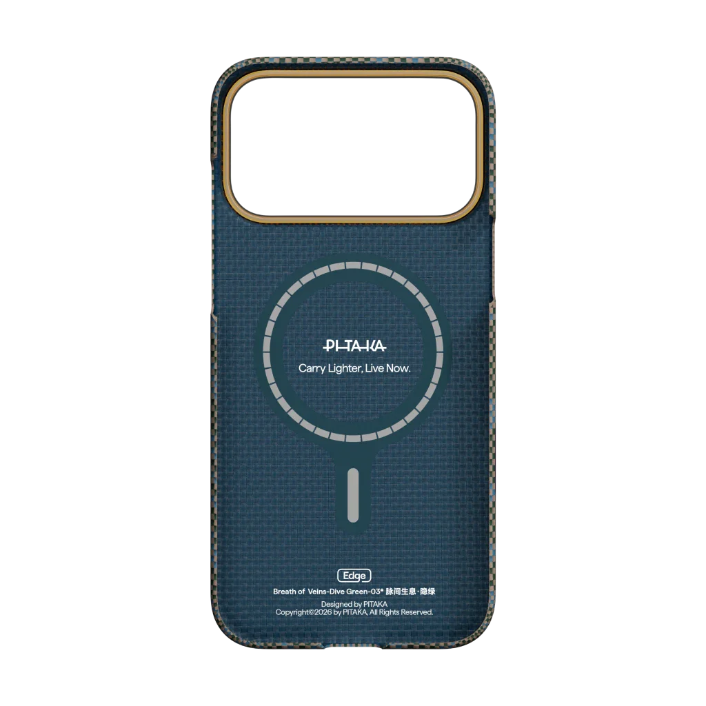 Case Pitaka Aramid Edge para iPhone 17 Pro Max - Dive Green (PitaTap™)