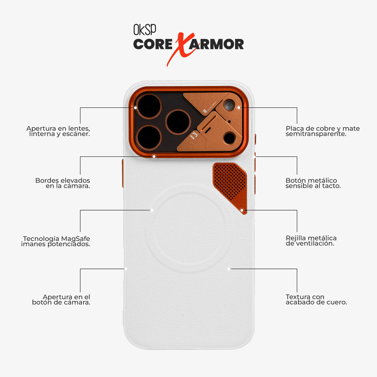 #Case Core X Armor - iPhone 17 Pro Max (MagSafe) (Color)_blanco