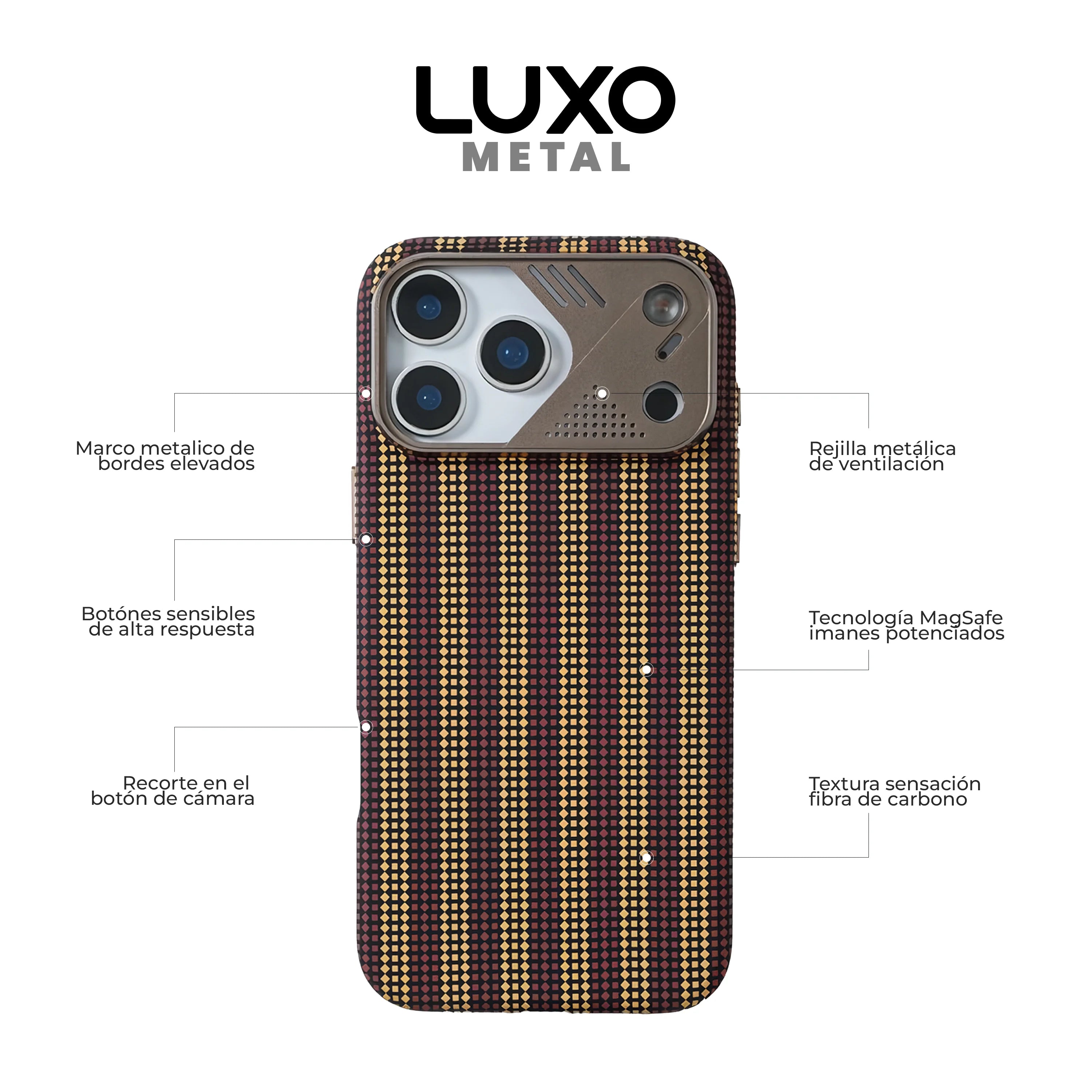 Case Delgado Luxo Metal - iPhone 17 Pro Max (Monocromo) (Magsafe)