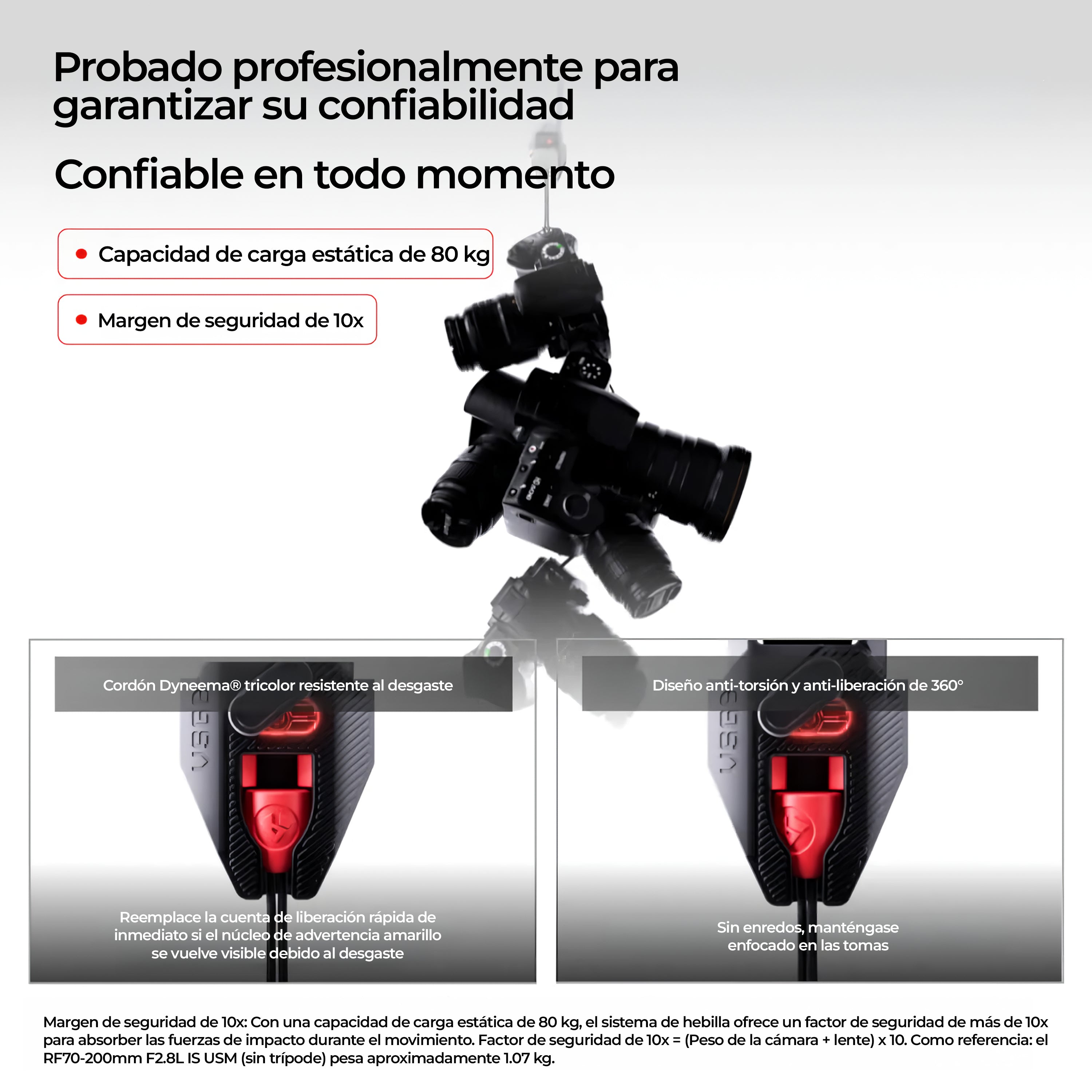 Correa de Cámara VSGO Pro Lanyard - Cuello y Hombro Heavy Duty