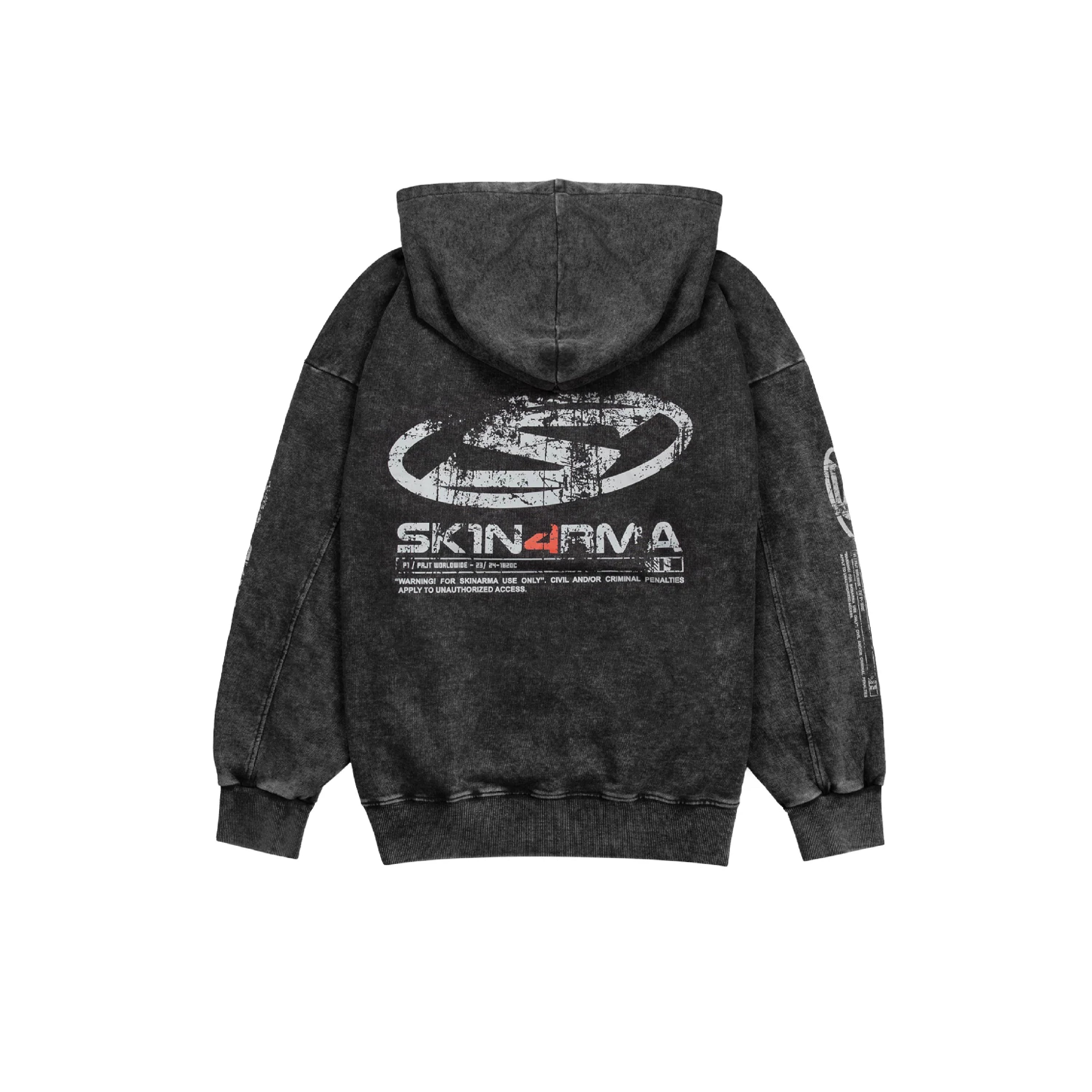 Polera Hoodie Skinarma Vulcan - Acid Wash Streetwear