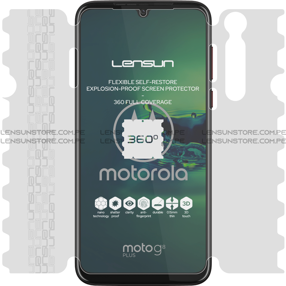 Lensun 360 Selfrestore Protector de Pantalla Completa Motorola G8 Plus