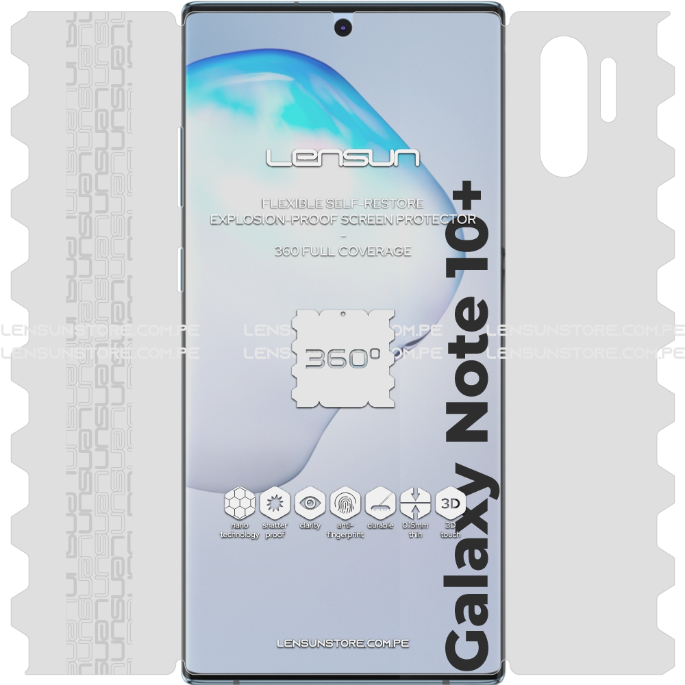 Lensun 360 Selfrestore Shield Protector de Pantalla Completa Samsung Galaxy Note 10 Plus