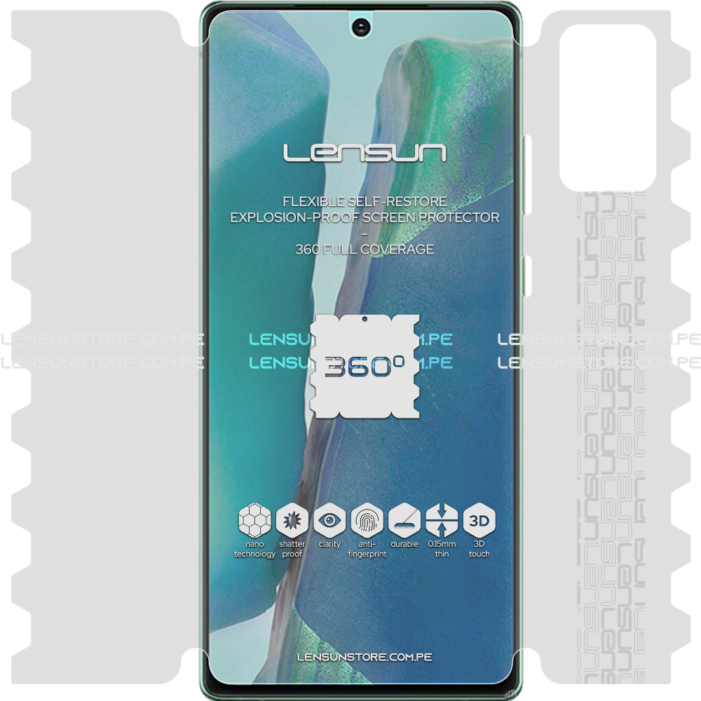 Lensun 360 Selfrestore Shield Protector de Pantalla Completa Samsumg Galaxy Note 20