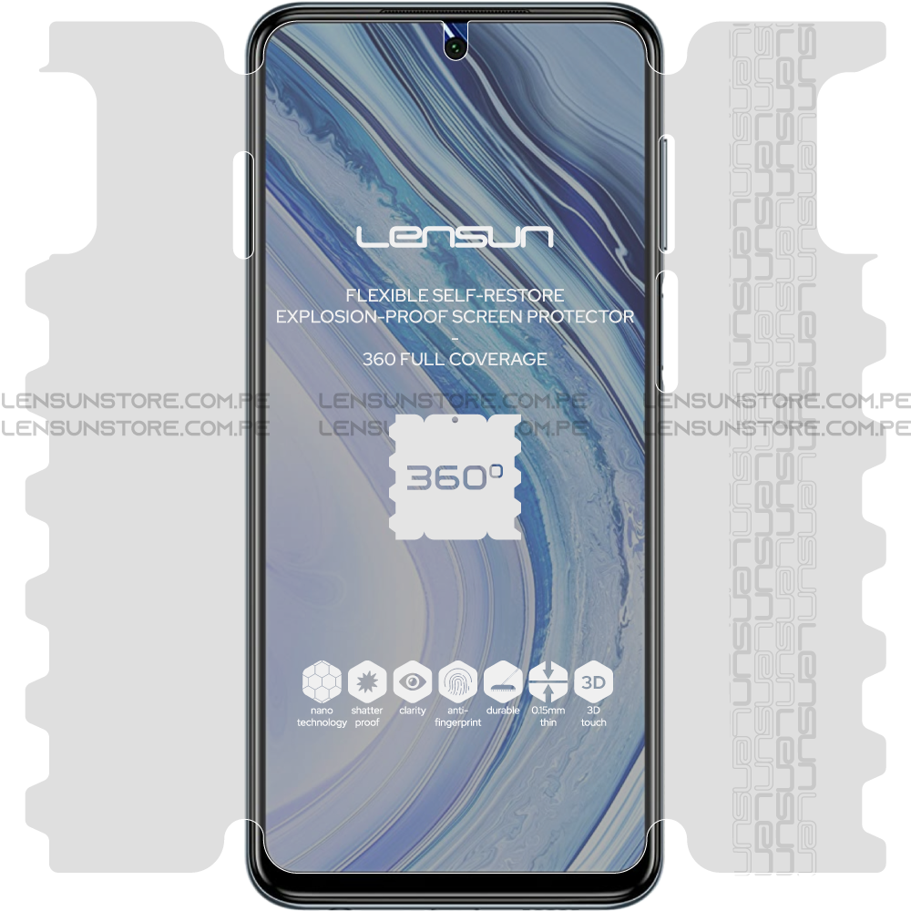 Lensun 360 Selfrestore Shield Protector de Pantalla Completa Redmi Note 9 Pro